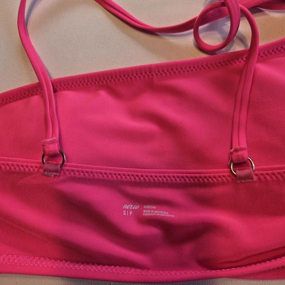 Aerie Hot Pink One Shoulder Strappy Bandeau‎ Bikini Top Size Small
